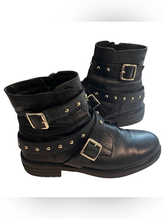 Kurt Geiger Shoes - Kurt Geiger London Stinger Black Studded Buckle Ankle Booties size 39/8.5